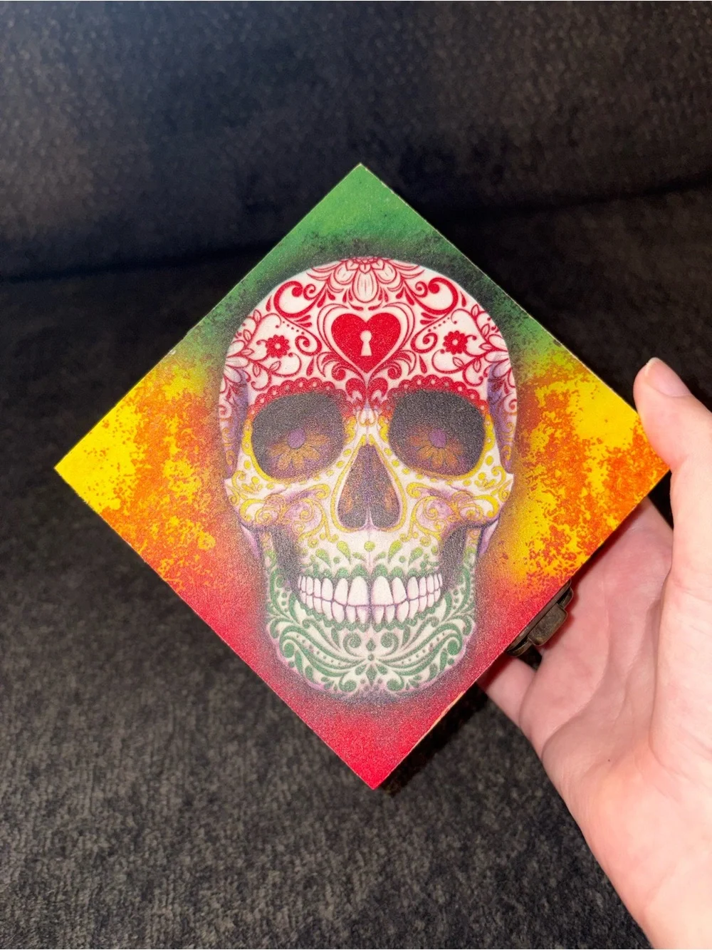 Sugar Skull Wooden Storage Box